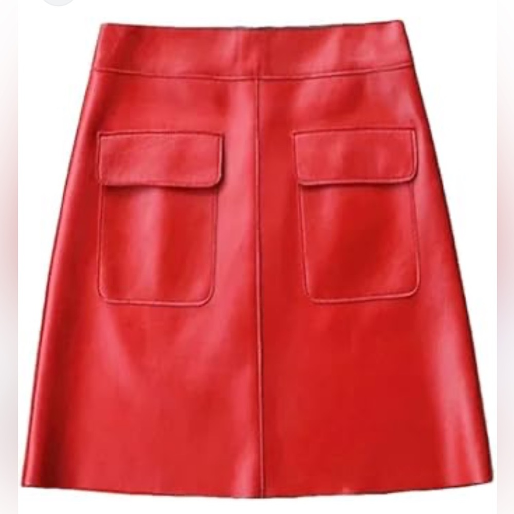 Red Leather Skirts for Women Style A-Line Skirts